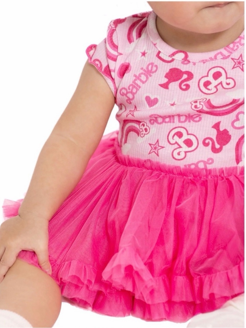 (340)Barbie Baby Girls Tutu Dress Bodysuit with Matching Headband - Picture 3 of 4